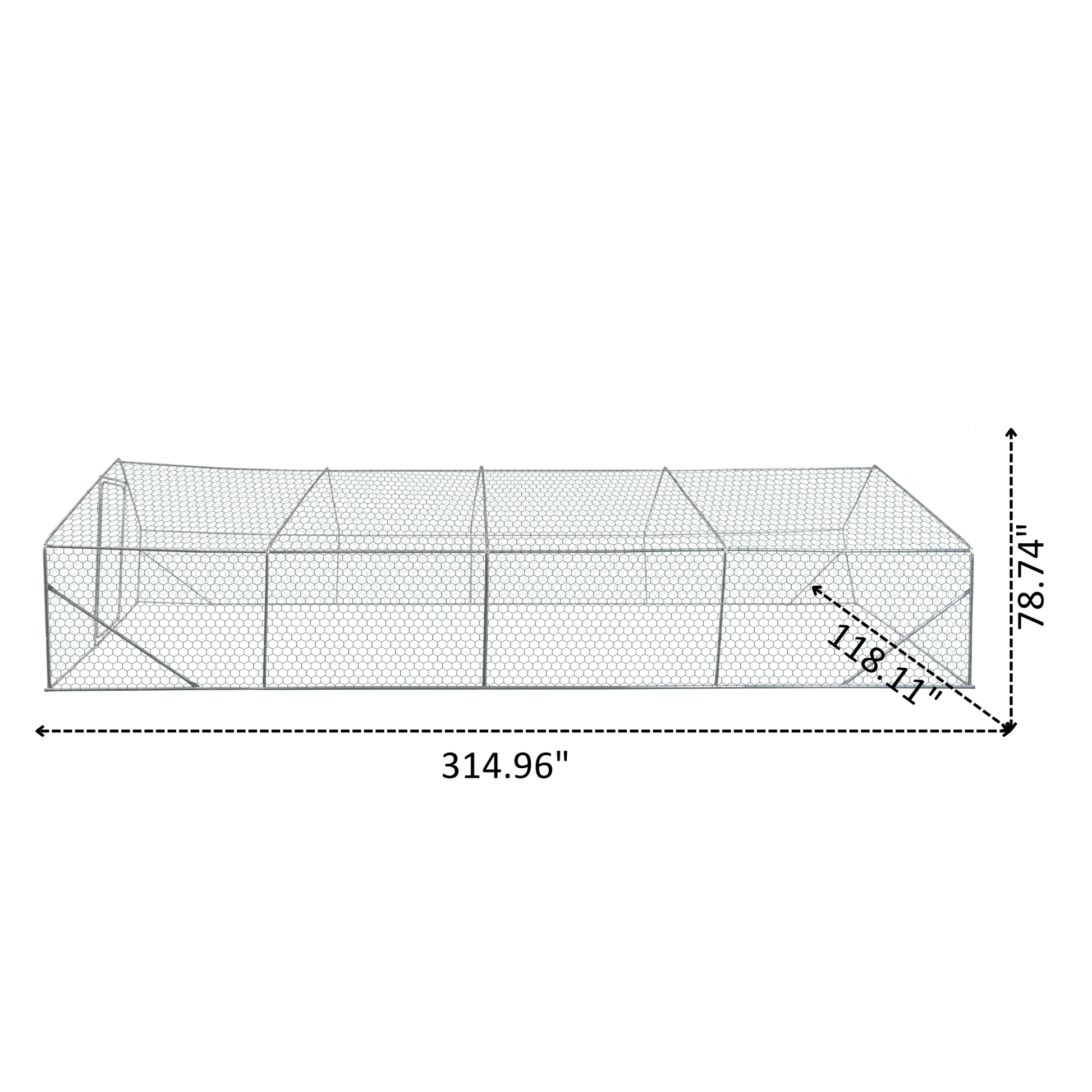Spacious hexagonal wire mesh chicken coop with ample room for poultry