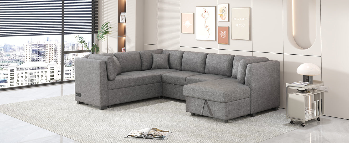 Grey fabric sectional sofa with chaise ideal for modern living rooms