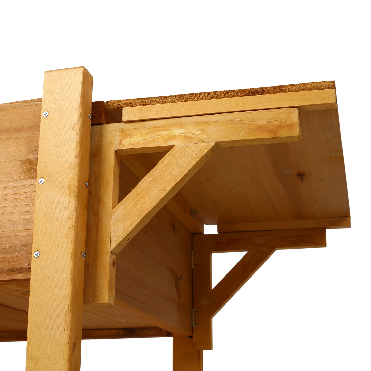 Raised Garden Bed with 8 Grow Grids and Foldable Table in Brown