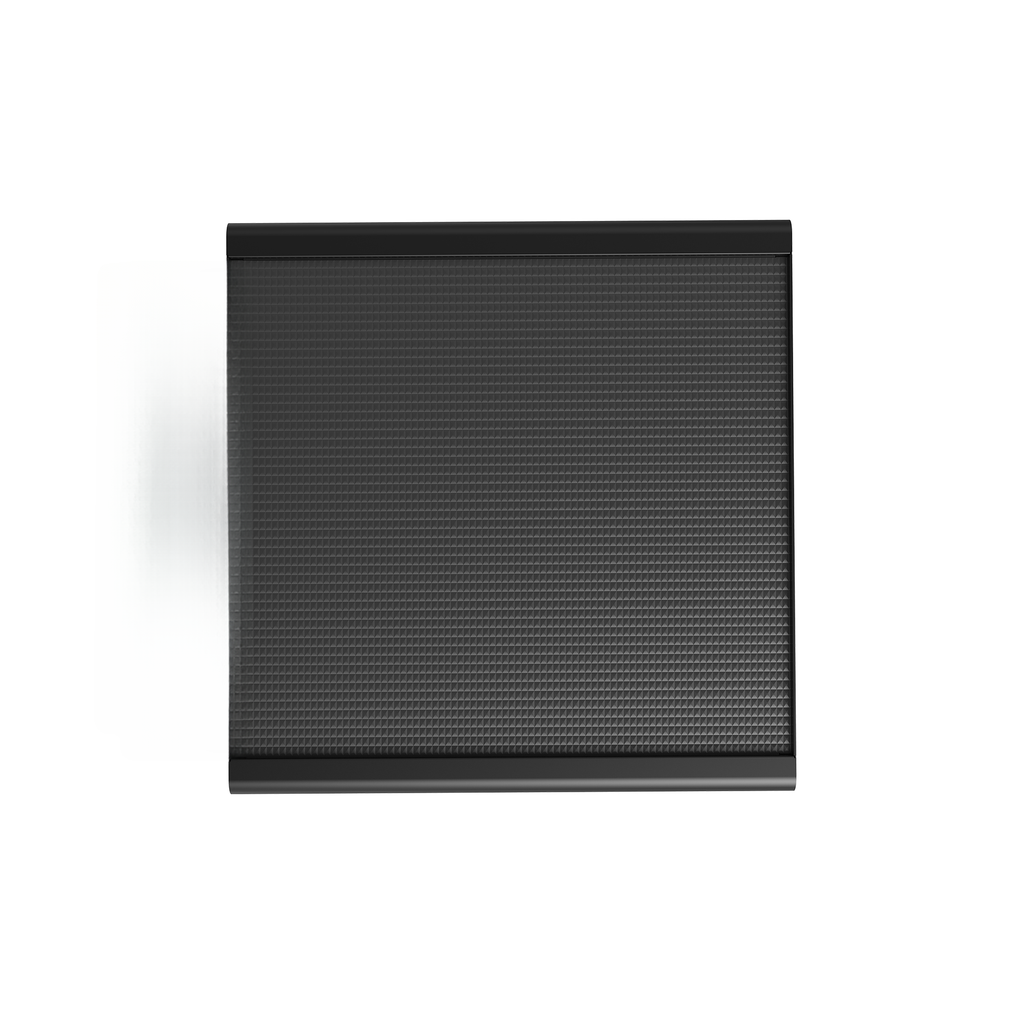 Black textured roller blind with aluminum cassette