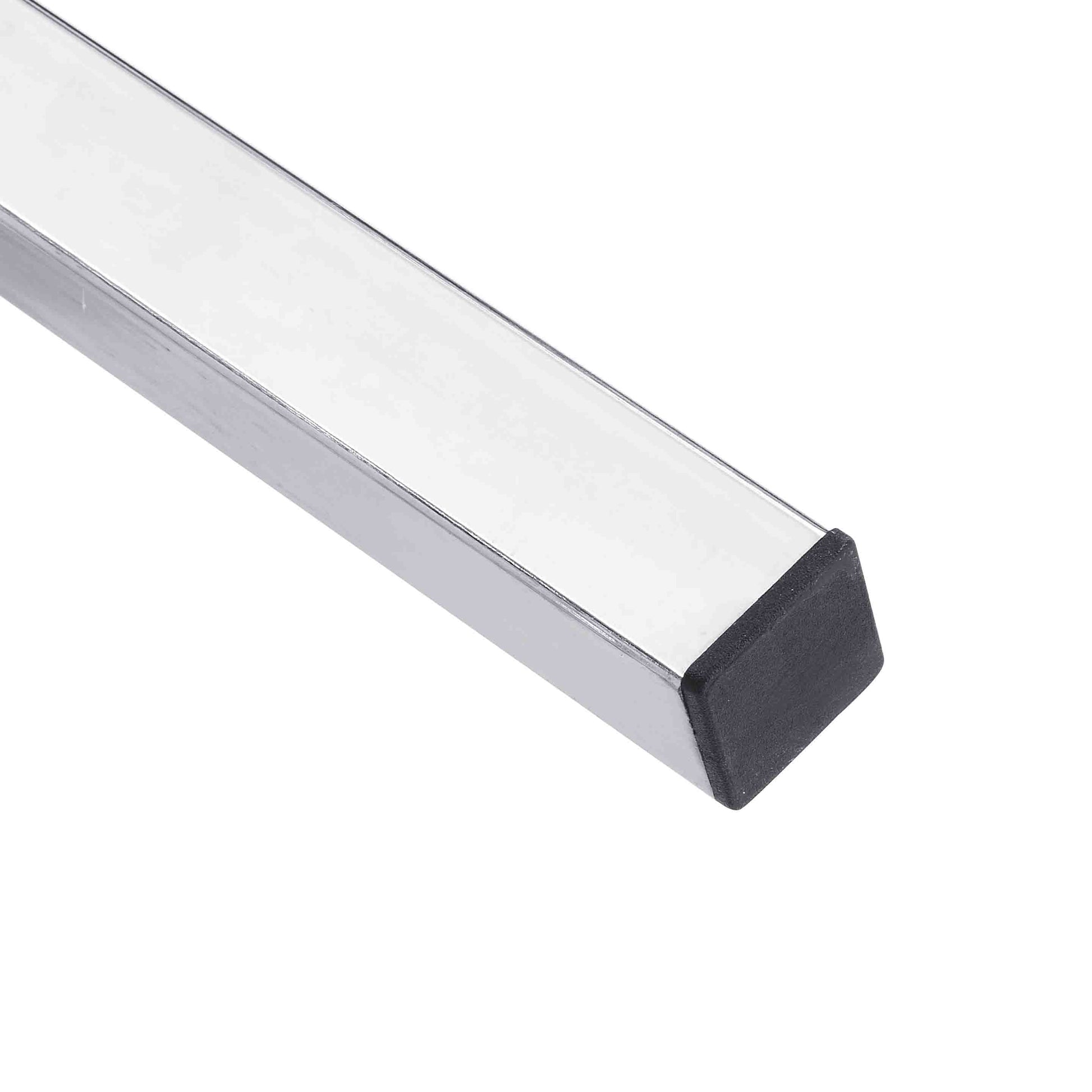 Silver aluminum square tube with black rubber foot for furniture legs
