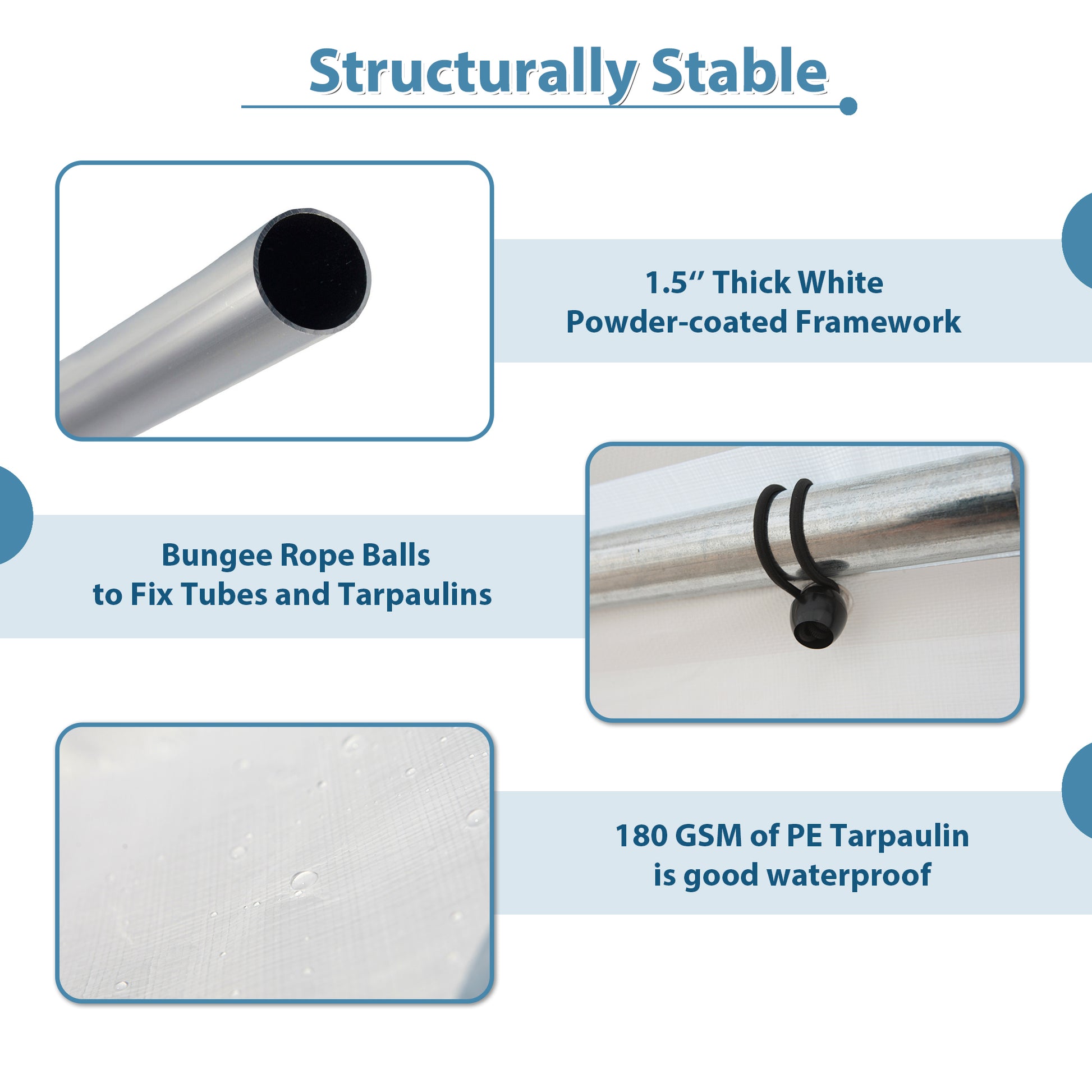 Closeup of silver metal tube part of a product framework