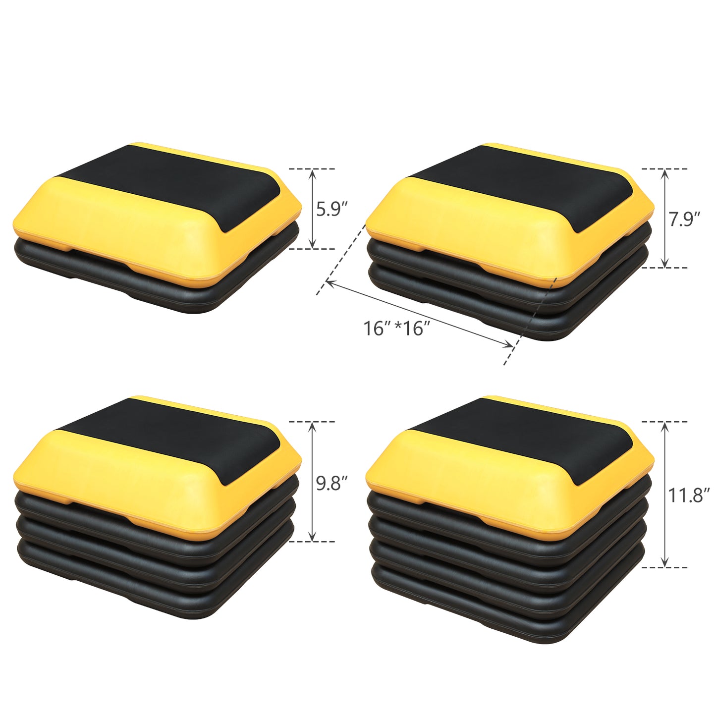 Yellow and black adjustable aerobic stepper  inch height