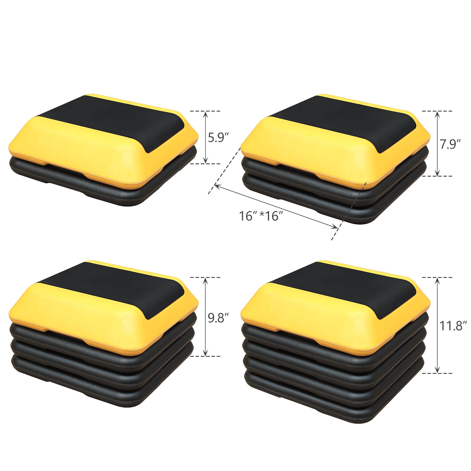 Yellow and black adjustable aerobic stepper  inch height