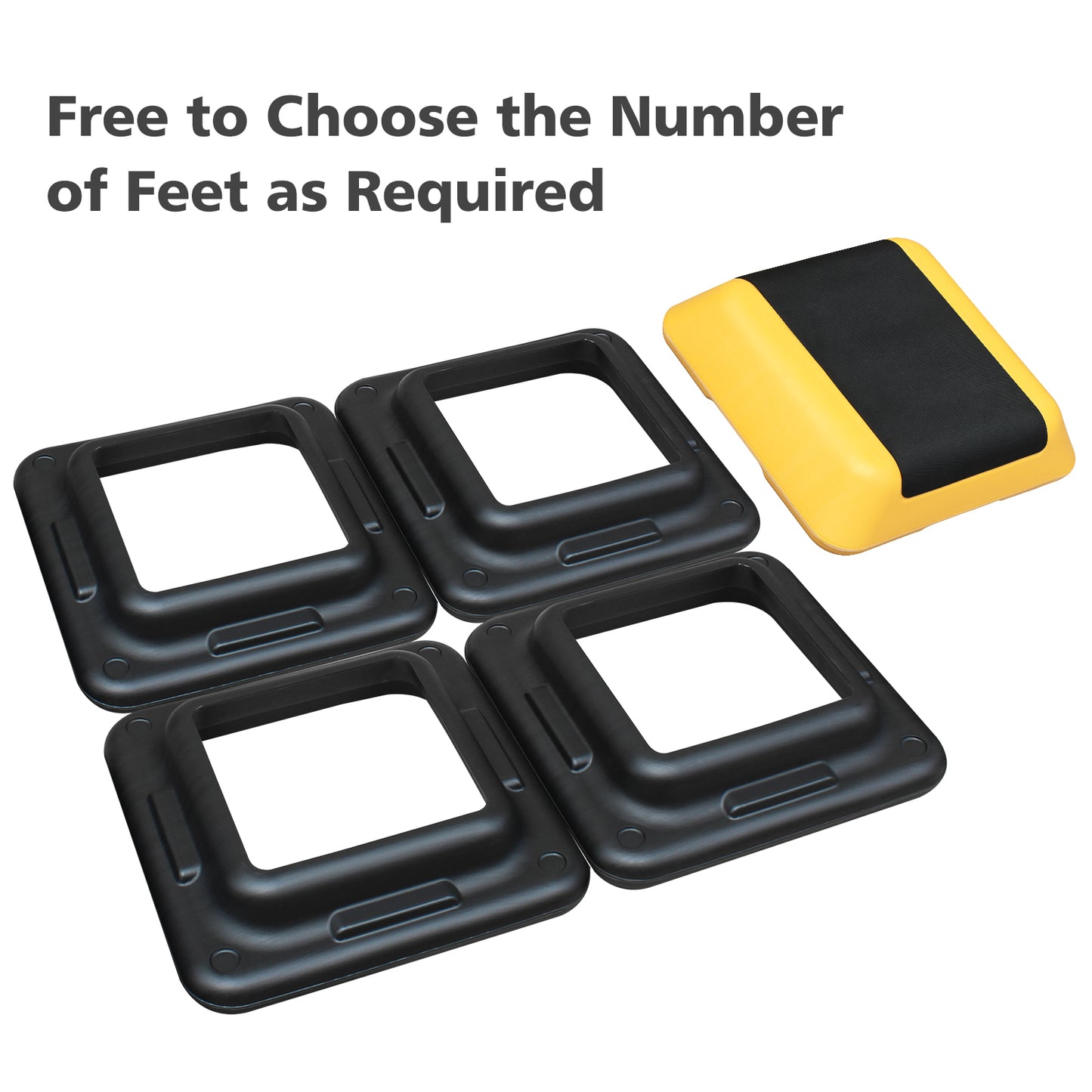Adjustable aerobic step platform with black risers and yellow top for home workouts