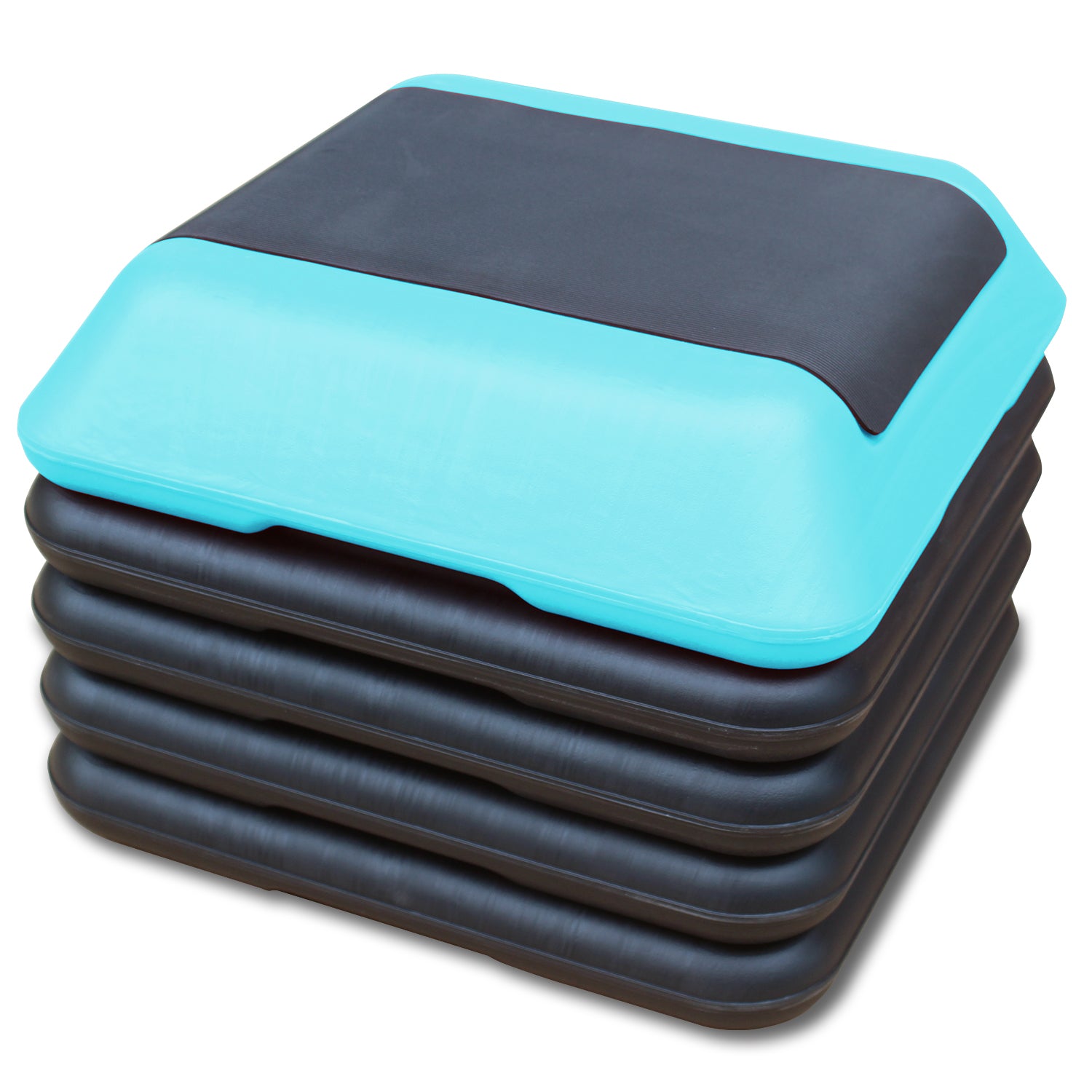 Adjustable aerobic step in blue and black ideal for home workouts