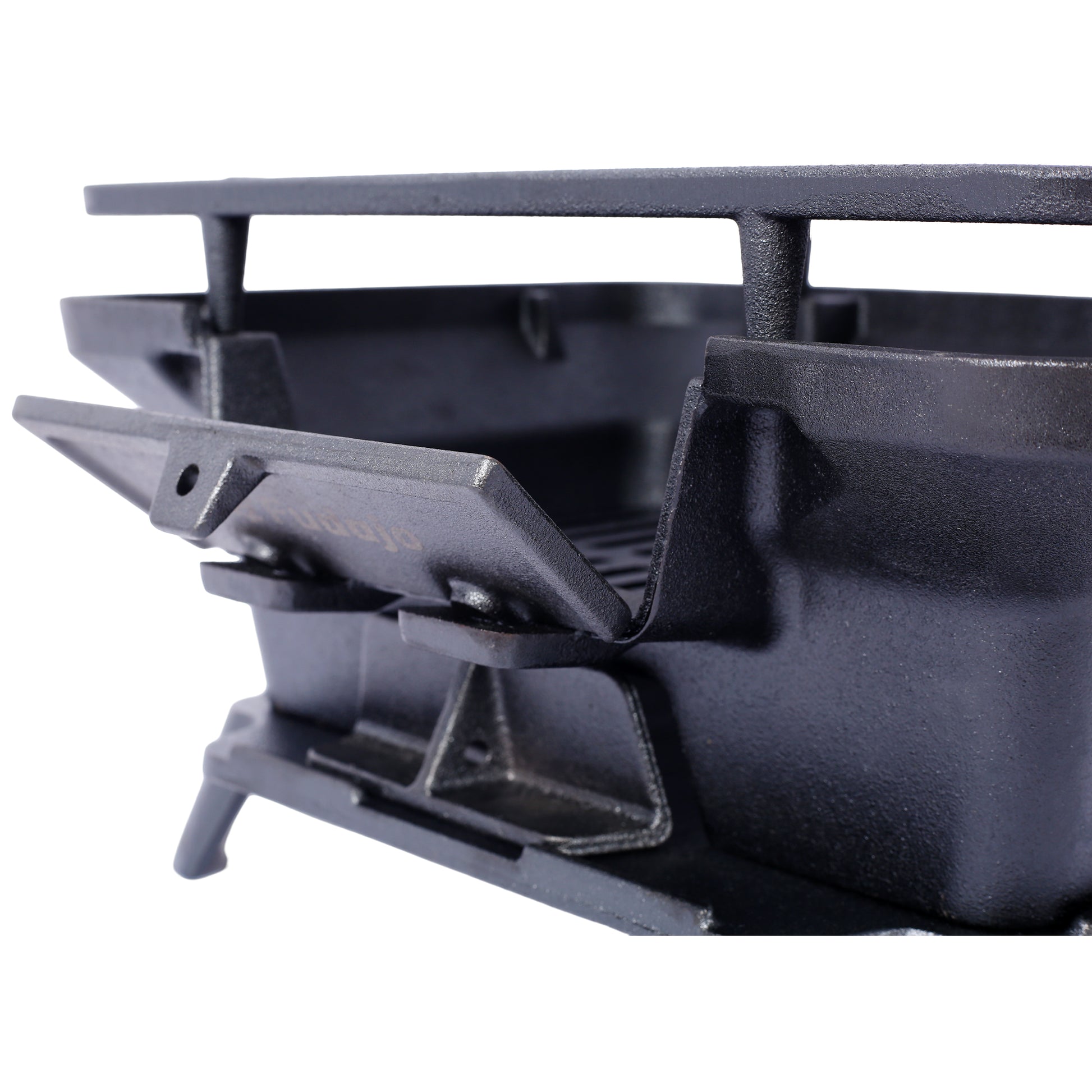 Black cast iron grill grate with hinged doors essential for barbecue cooking