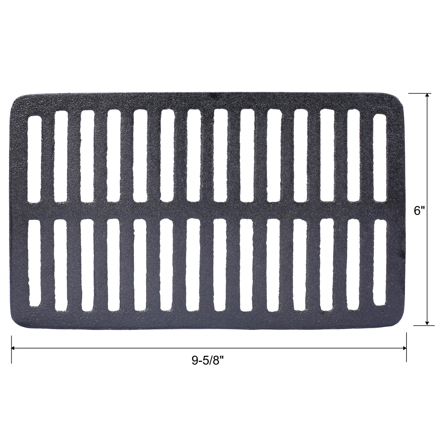 Black cast iron grate  x  with parallel slits for drainage