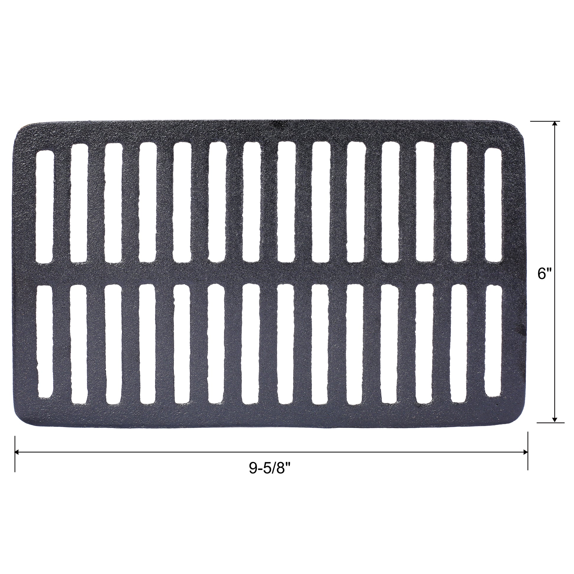 Black cast iron grate  x  with parallel slits for drainage