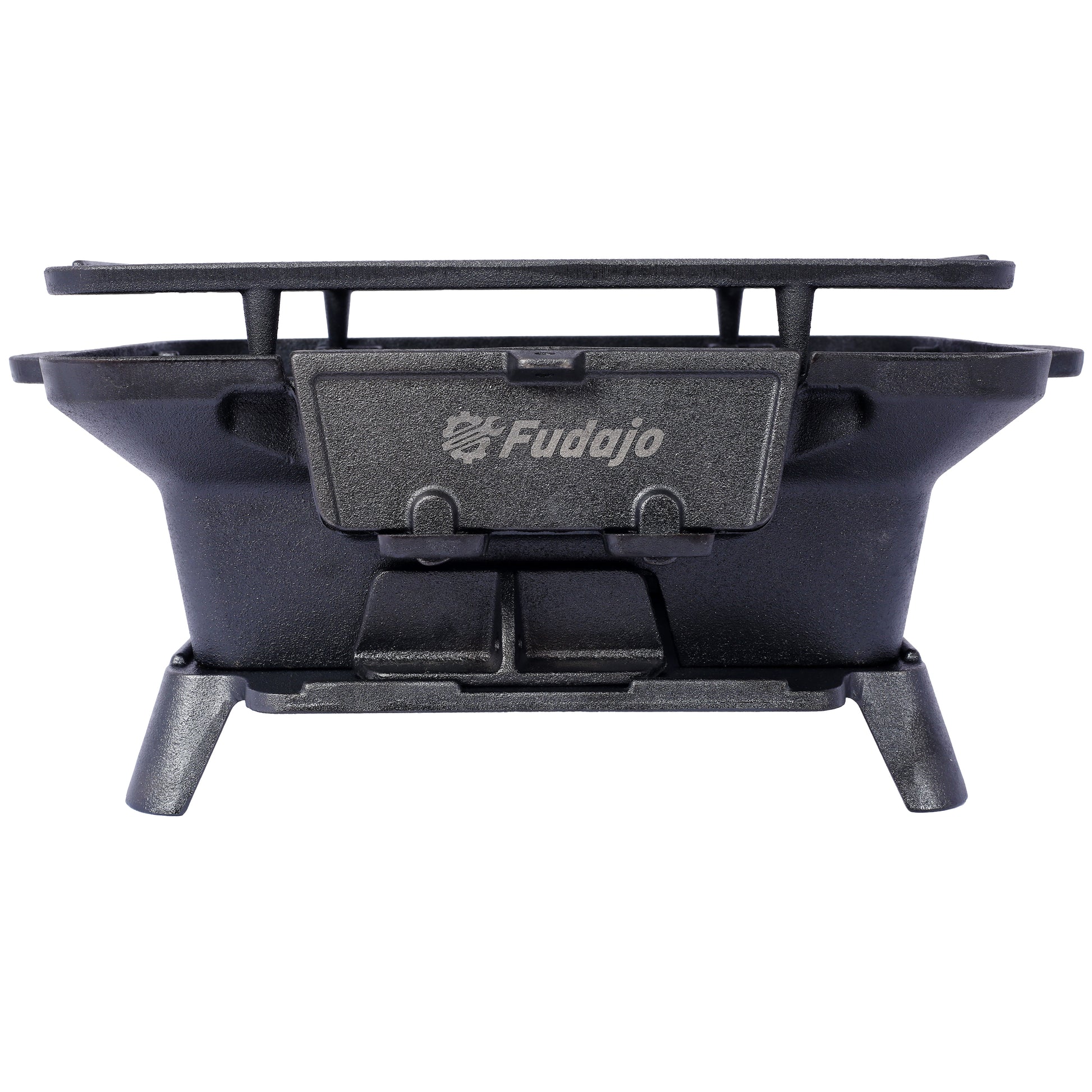 Fudajo cast iron portable grill black textured surface for outdoor cooking