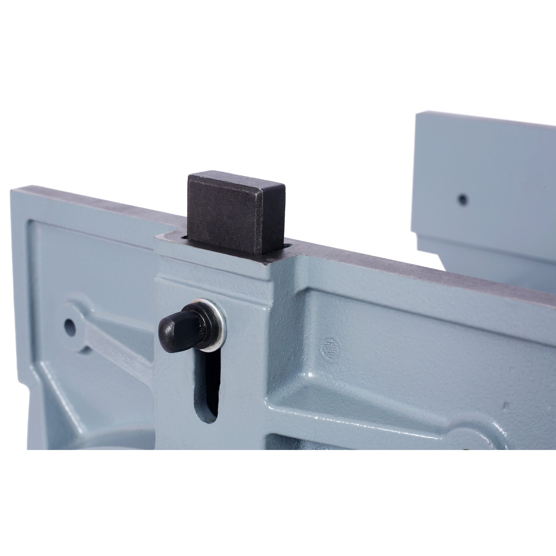 Heavyduty cast iron jointer fence with adjustment knob ideal for woodworking projects