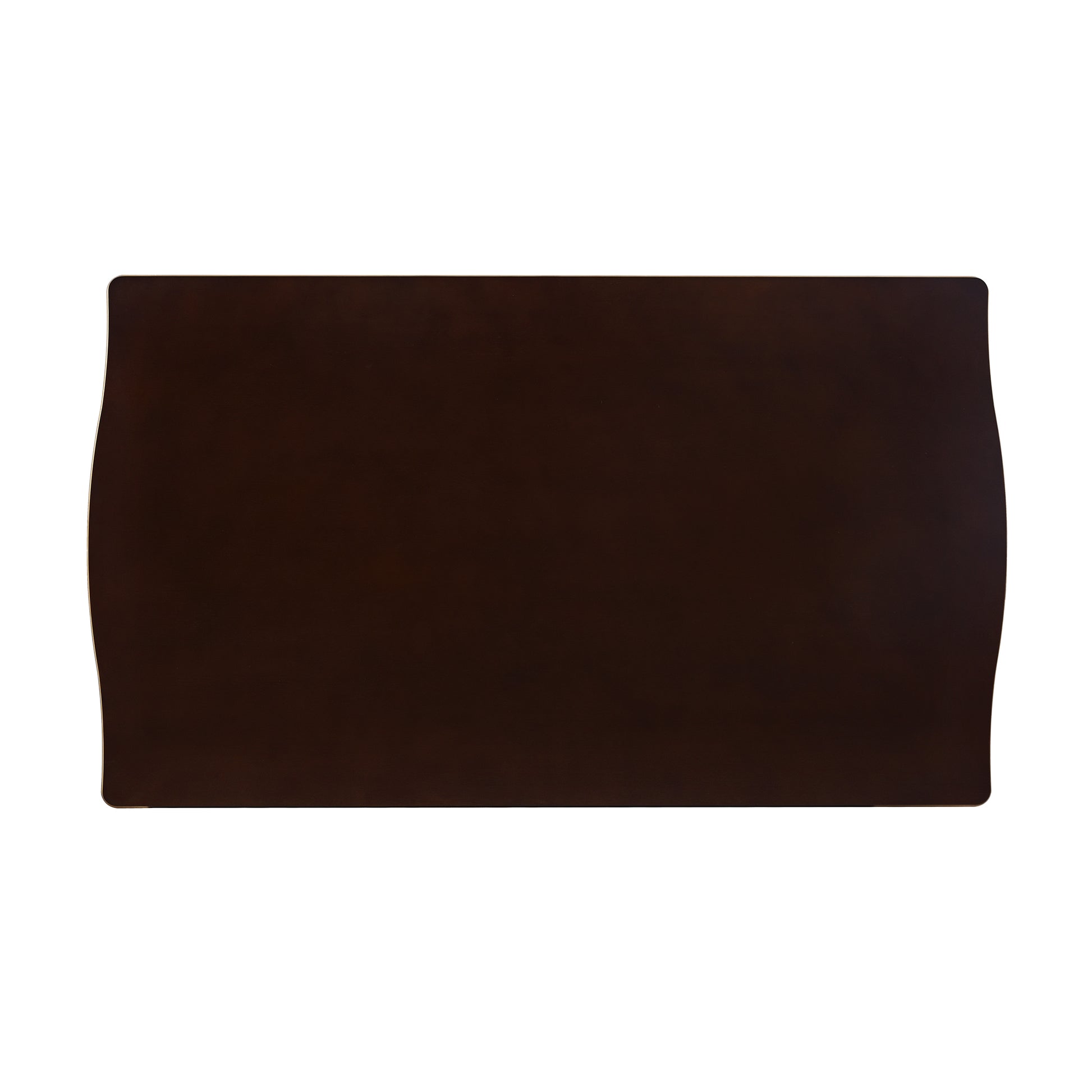 Dark brown rectangular tabletop with subtly curved edges perfect for a modern dining table
