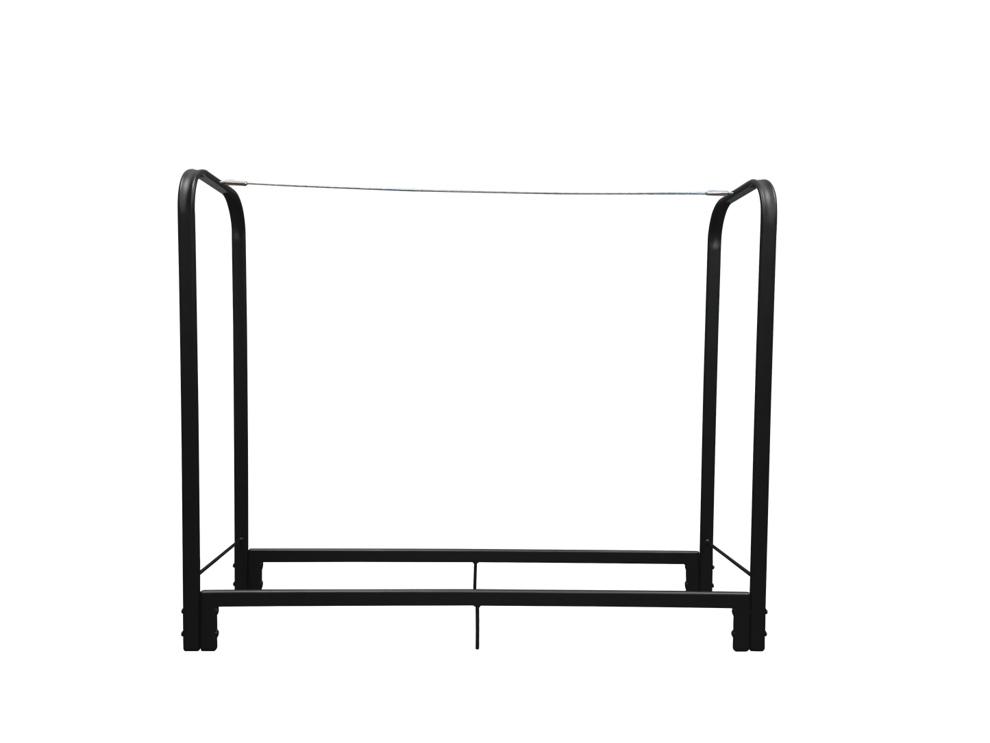 Black metal firewood rack with sleek modern design