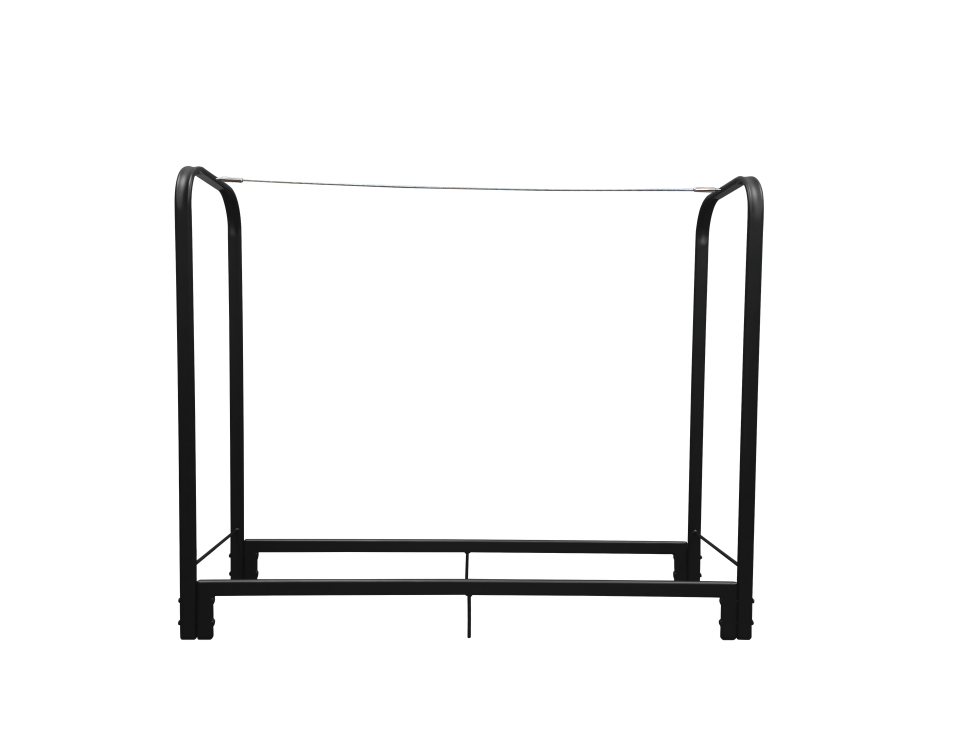 Black metal firewood rack with sleek modern design