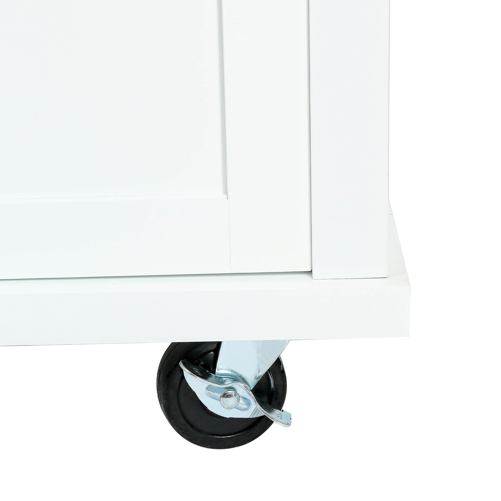 White kitchen cart caster with locking mechanism