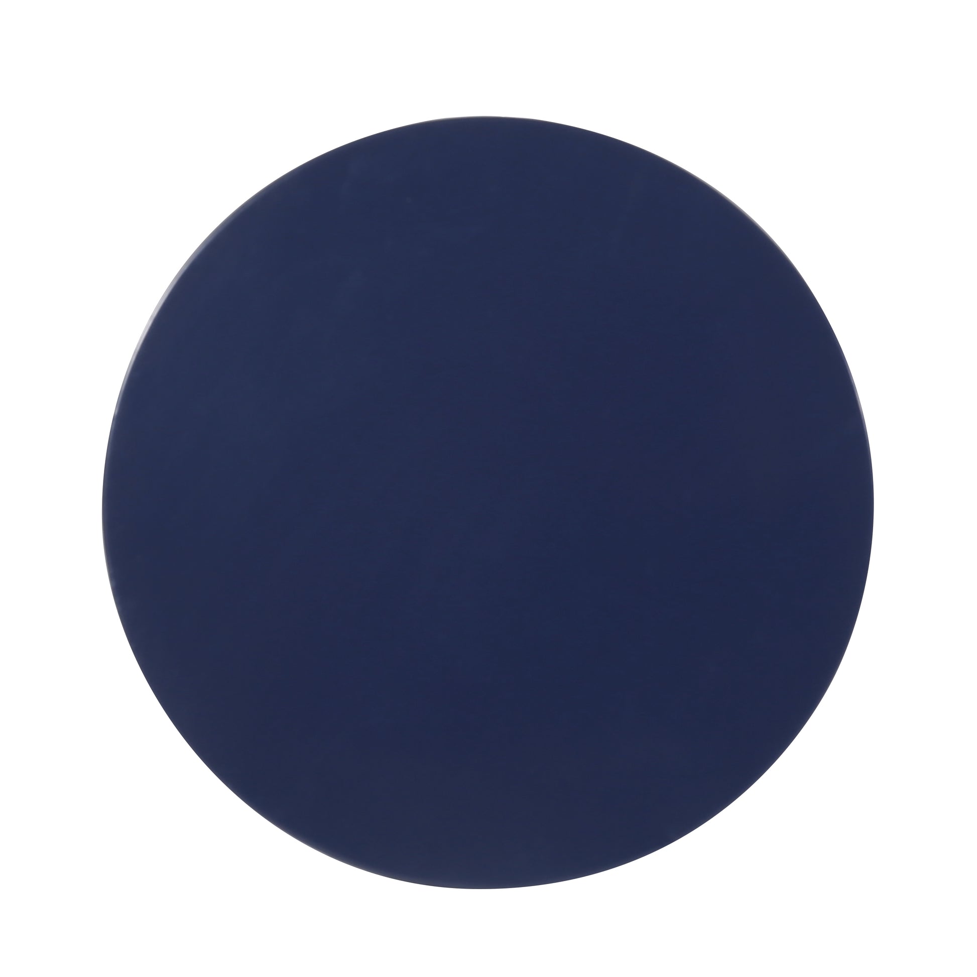 Deep navy blue round placemat made from durable vinyl material