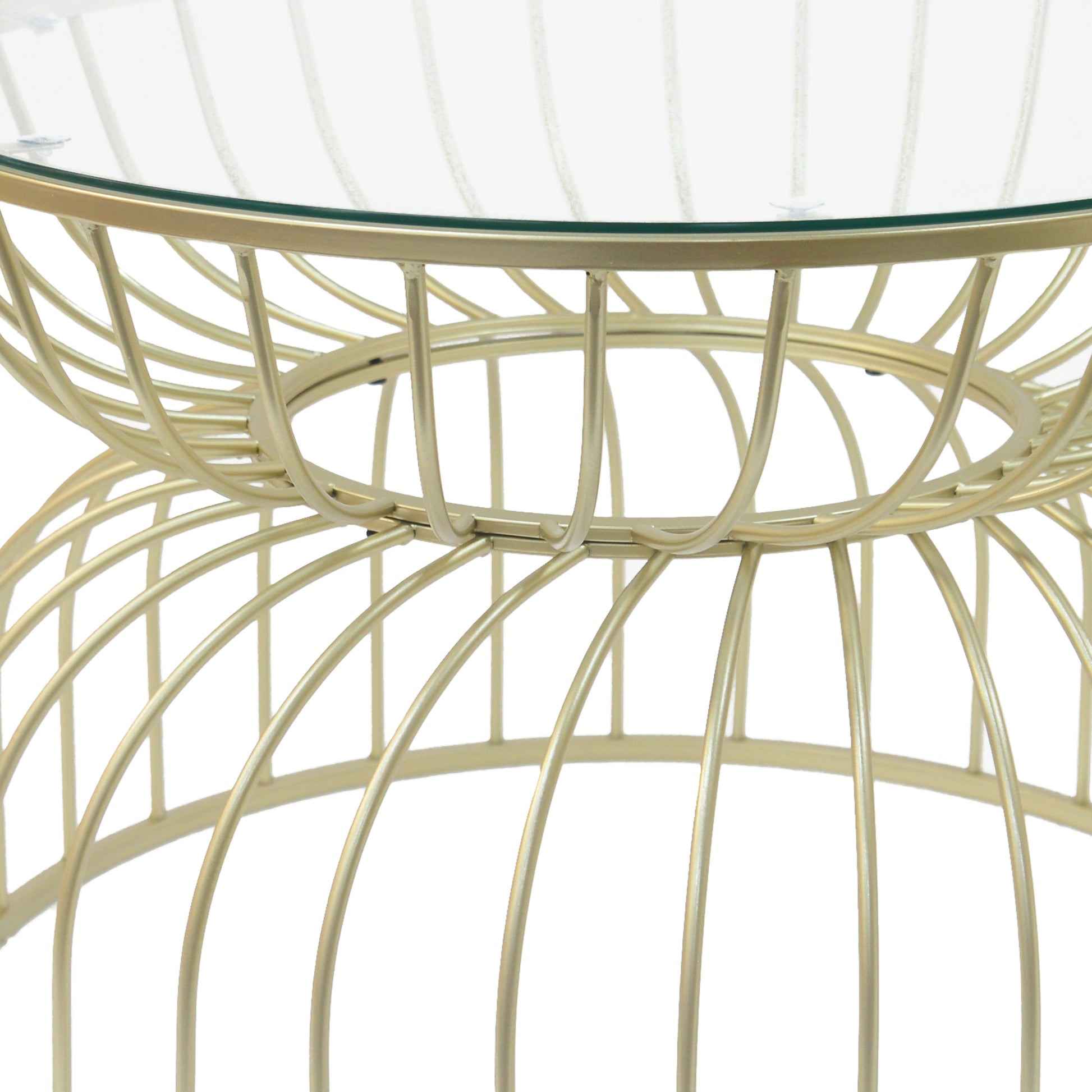 Gold wire accent side table with a glass top