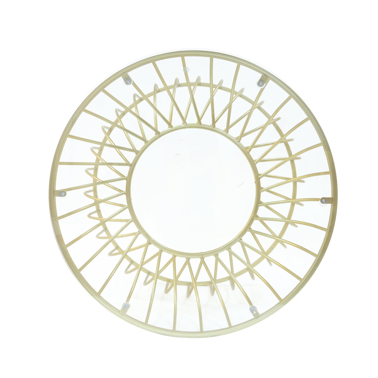 Gold metal wire side table with round glass top contemporary design accent piece