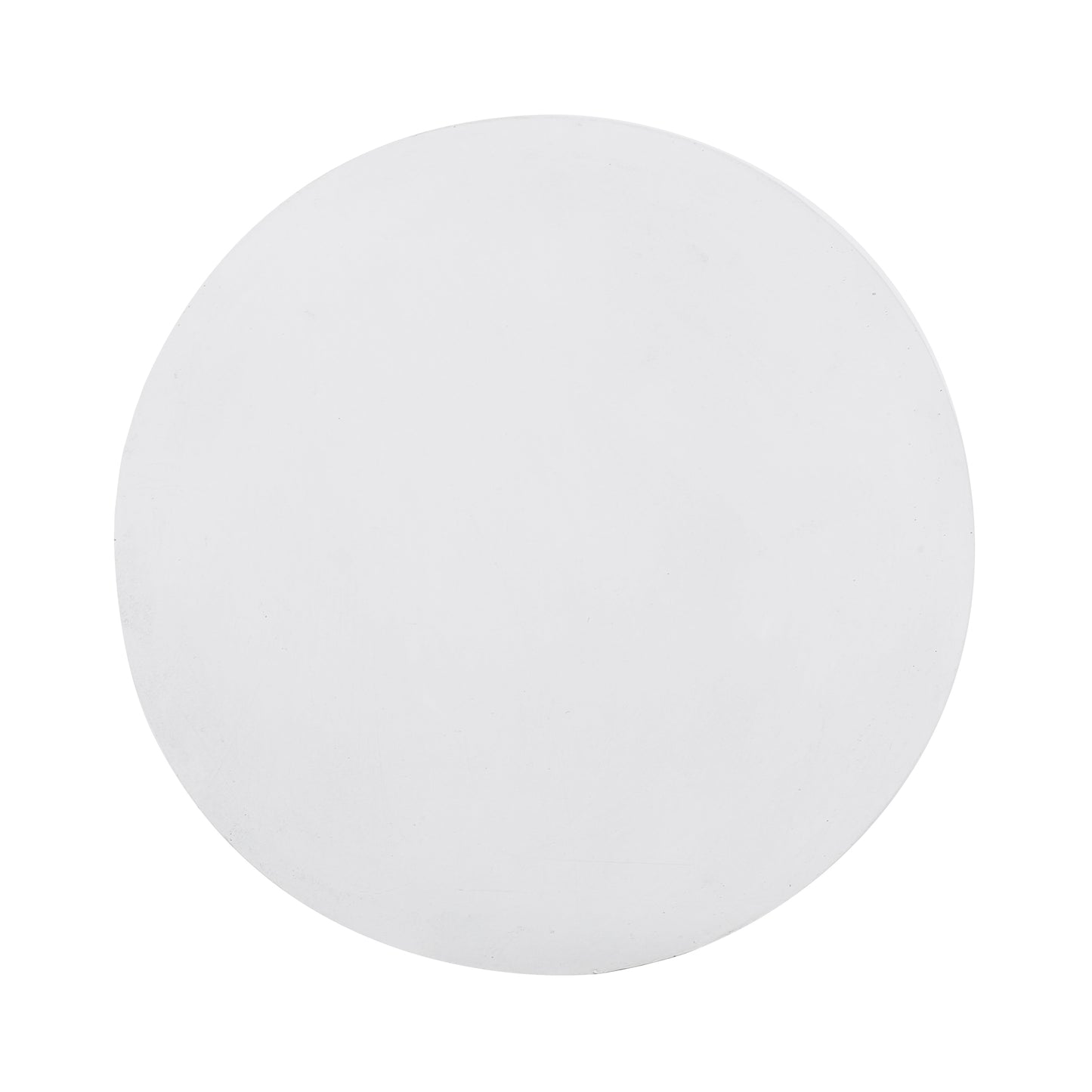 Matte white round serving plate with subtle surface imperfections ideal for minimalist dining