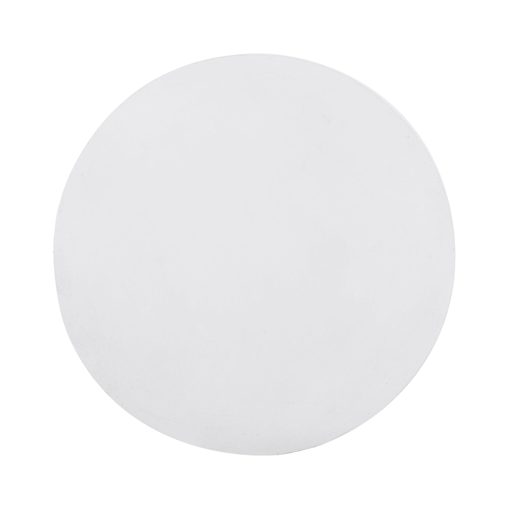 Matte white round serving plate with subtle surface imperfections ideal for minimalist dining
