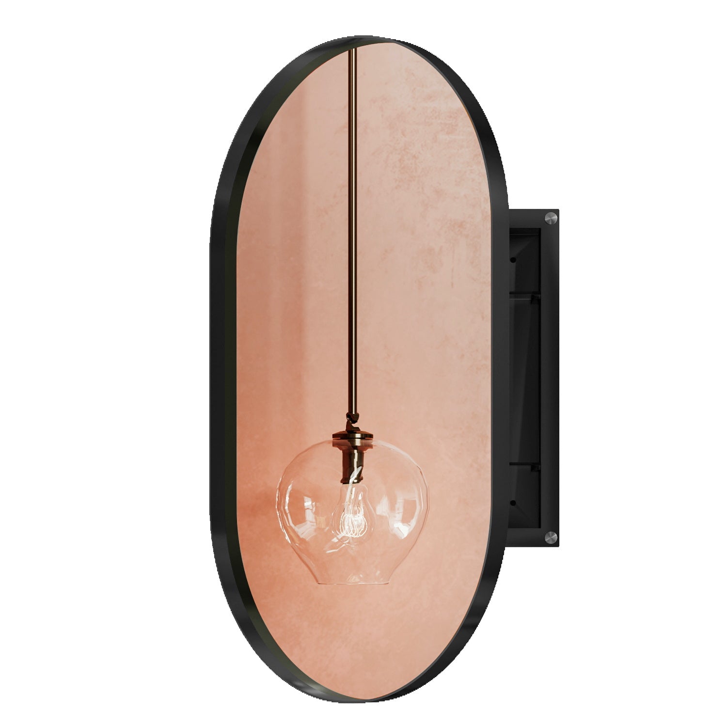 Modern oval wall sconce with a clear glass globe shade and brass accents
