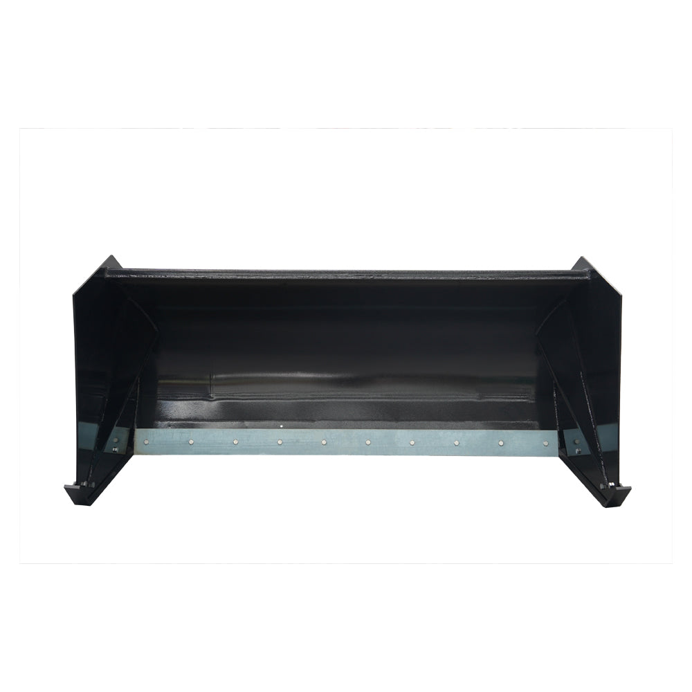 Black steel skid steer bucket with reinforced cutting edge  inch width