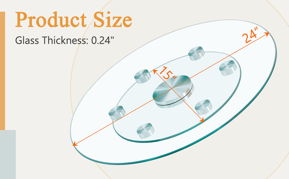Oval glass tabletop with silver hardware inch diameter inch thickness