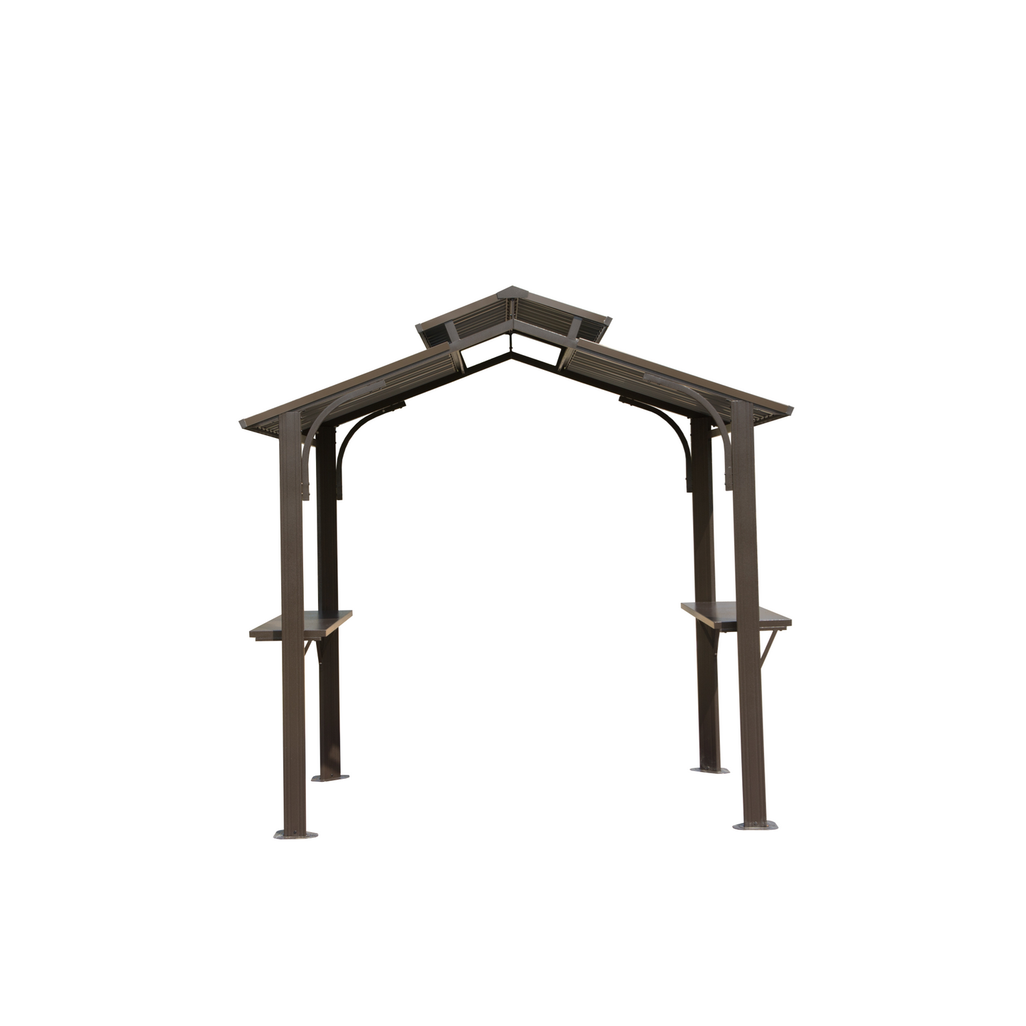 Bronze metal outdoor bar gazebo with dual shelves perfect for entertaining