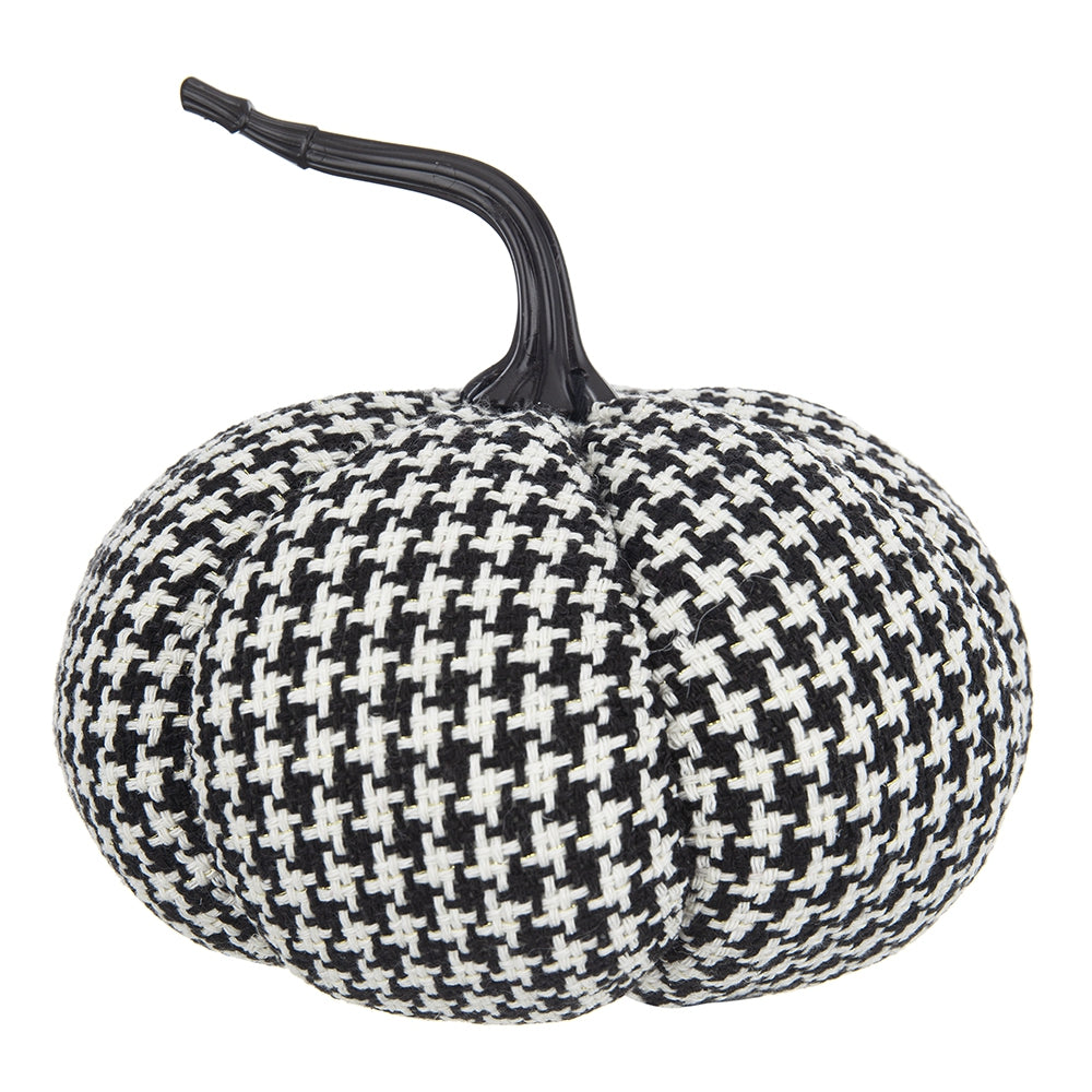 Houndstooth fabric pumpkin with black stem for fall decor