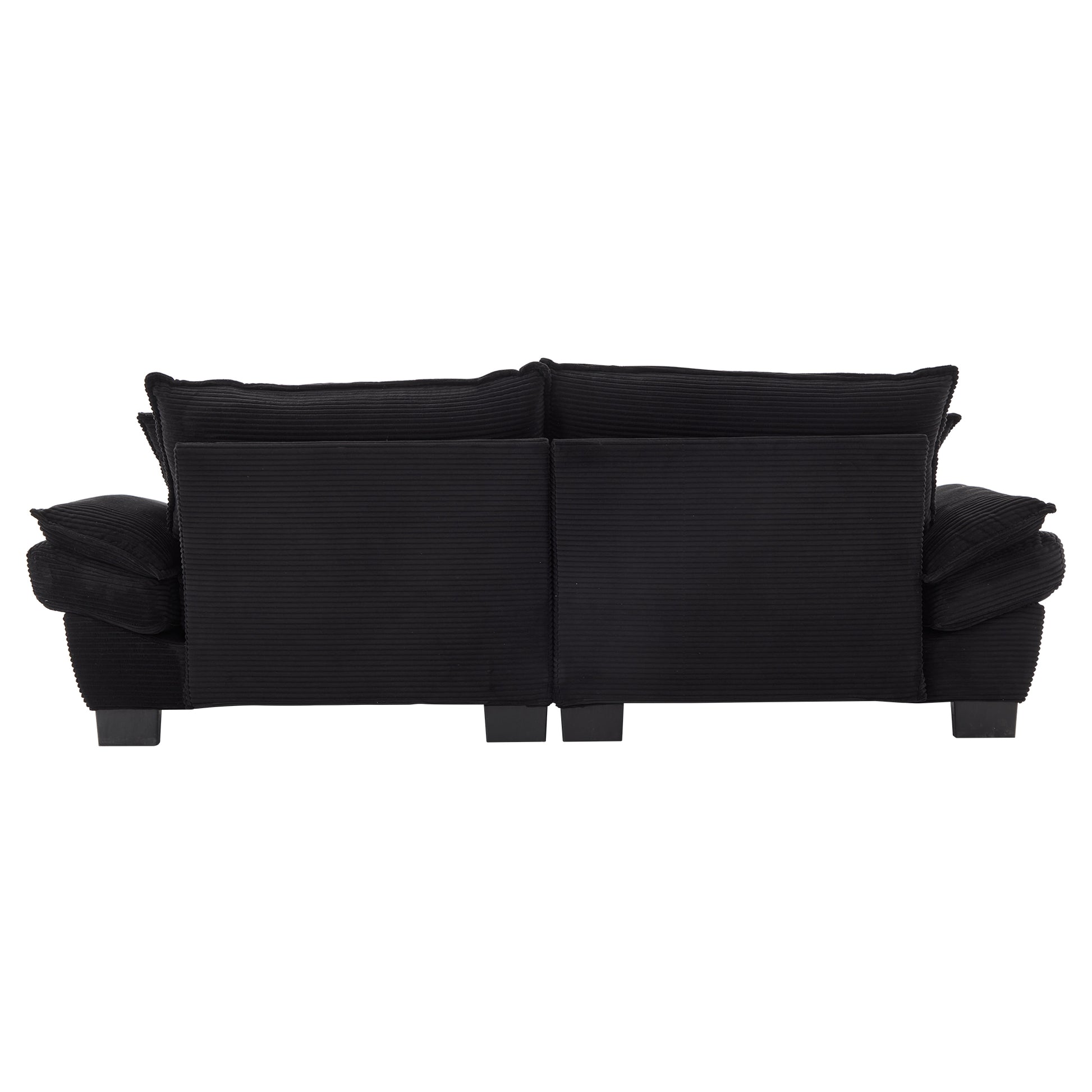 Black corduroy sofa back plush cushions modern living room furniture