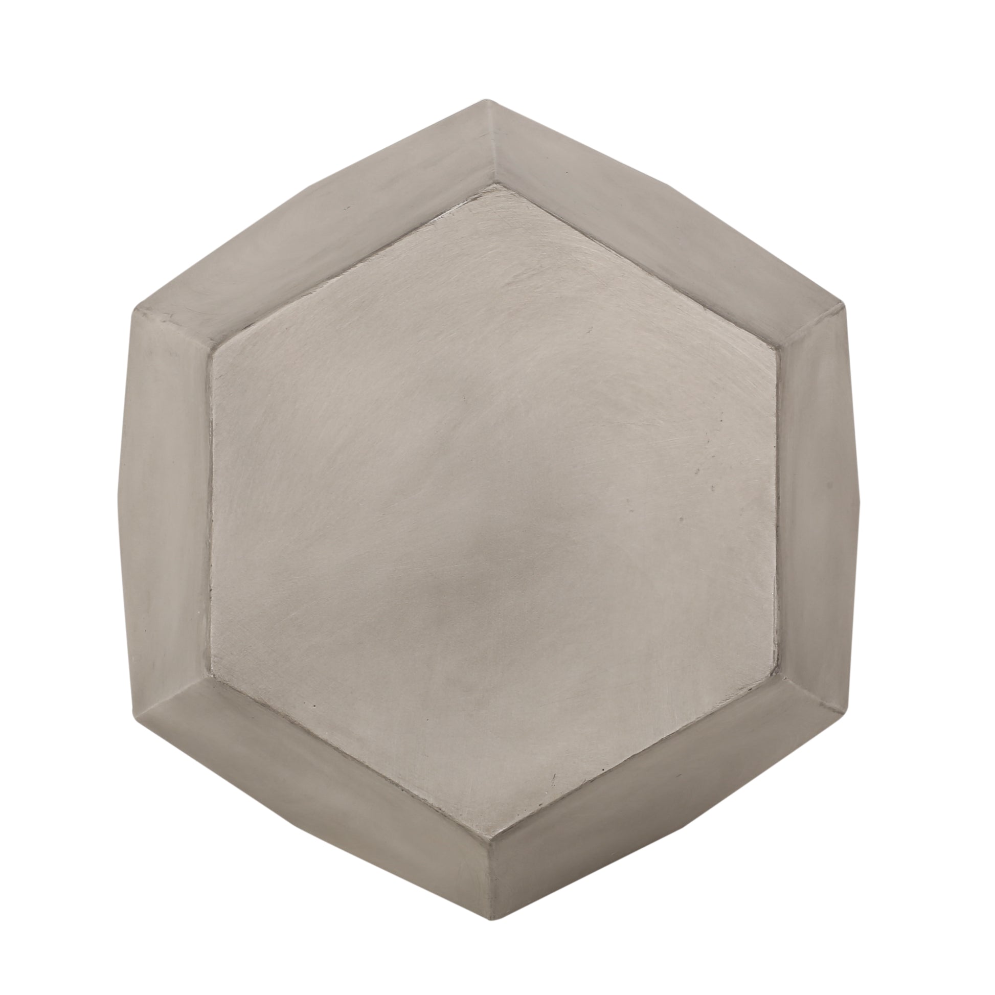 Hexagonal concrete side table with a natural stone finish perfect for modern outdoor patios