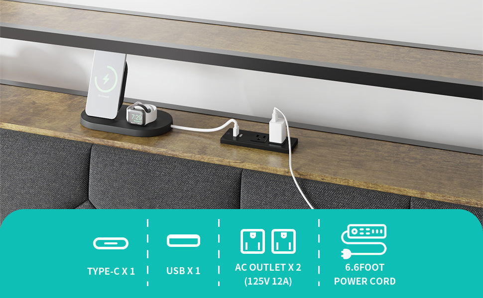 Black multidevice charging station with phone and watch charger