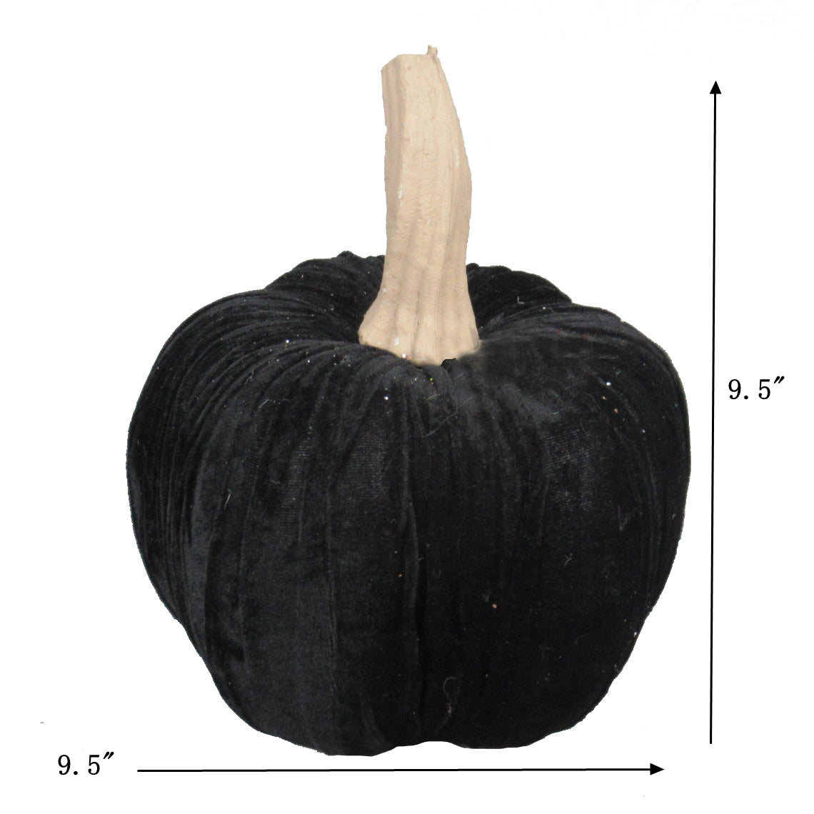 Black velvet pumpkin with textured stem  inch decorative autumn accent