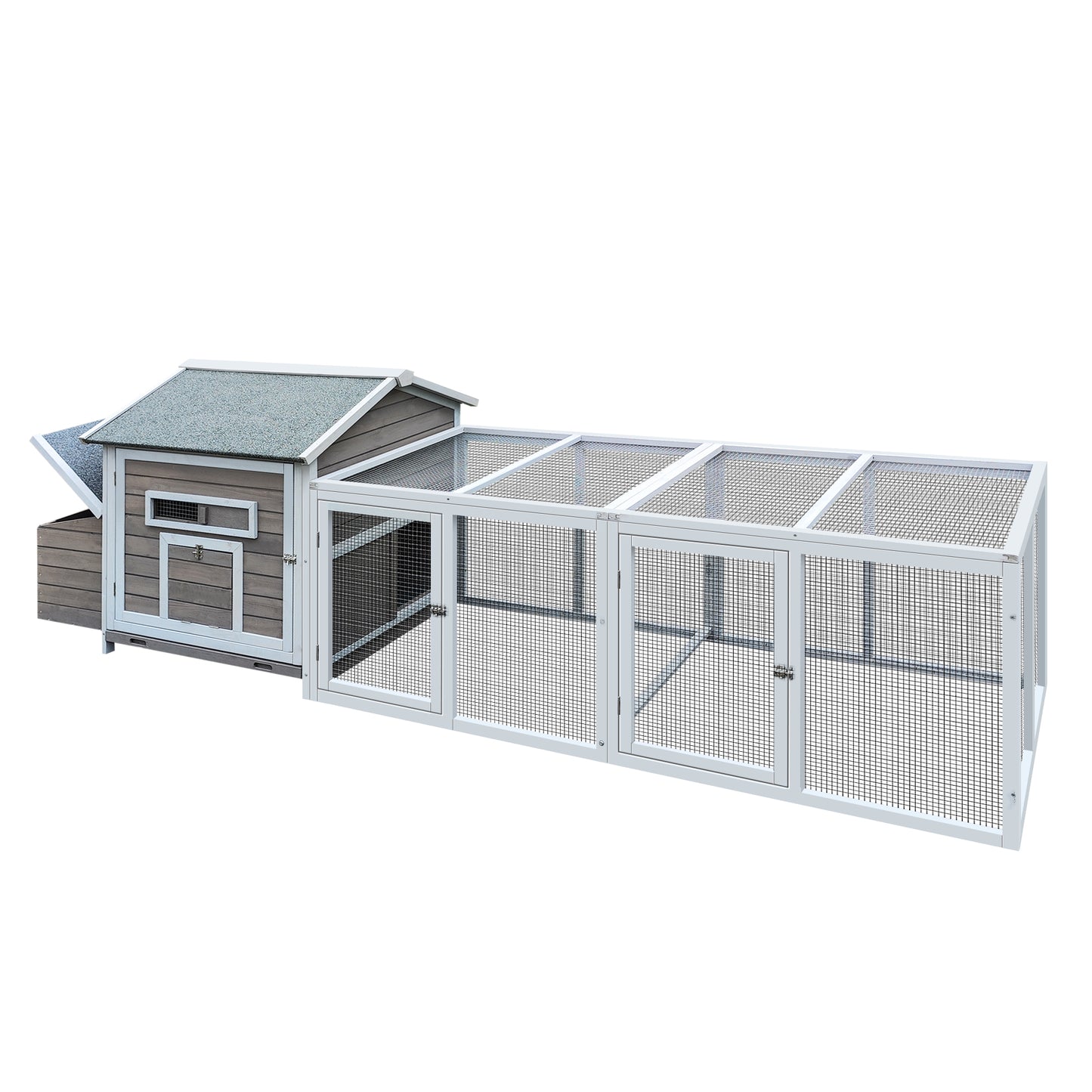 Spacious wooden chicken coop with an attached outdoor run for backyard poultry