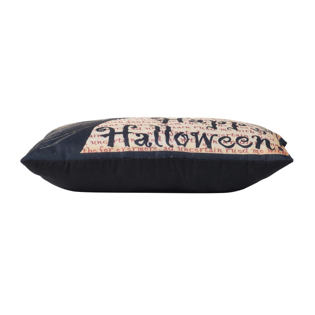 Happy Halloween decorative pillow with textured black trim