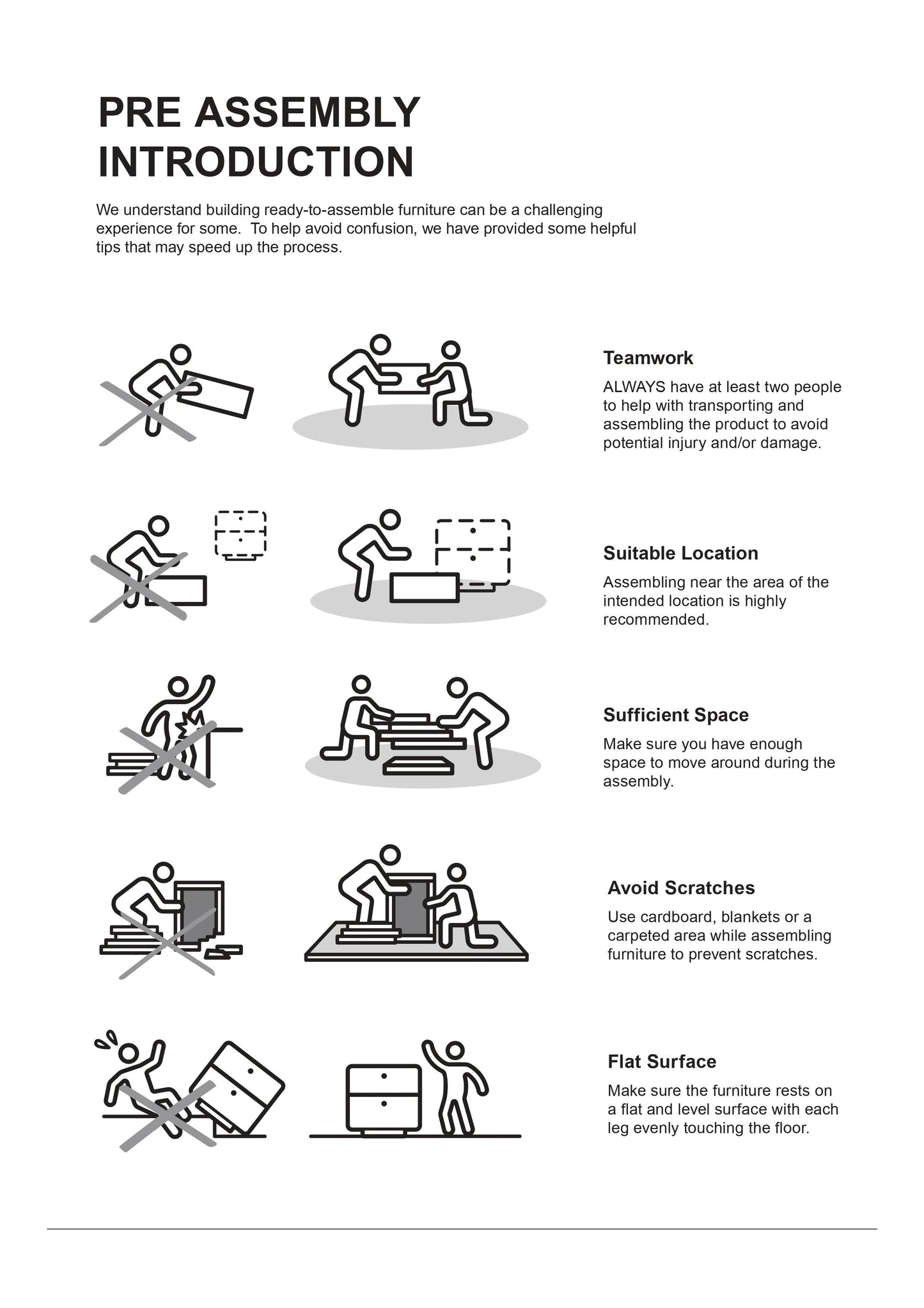 Two people lifting a box during furniture assembly