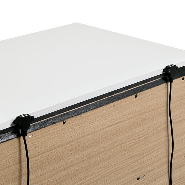 White top wood grain nightstand with builtin USB charging ports