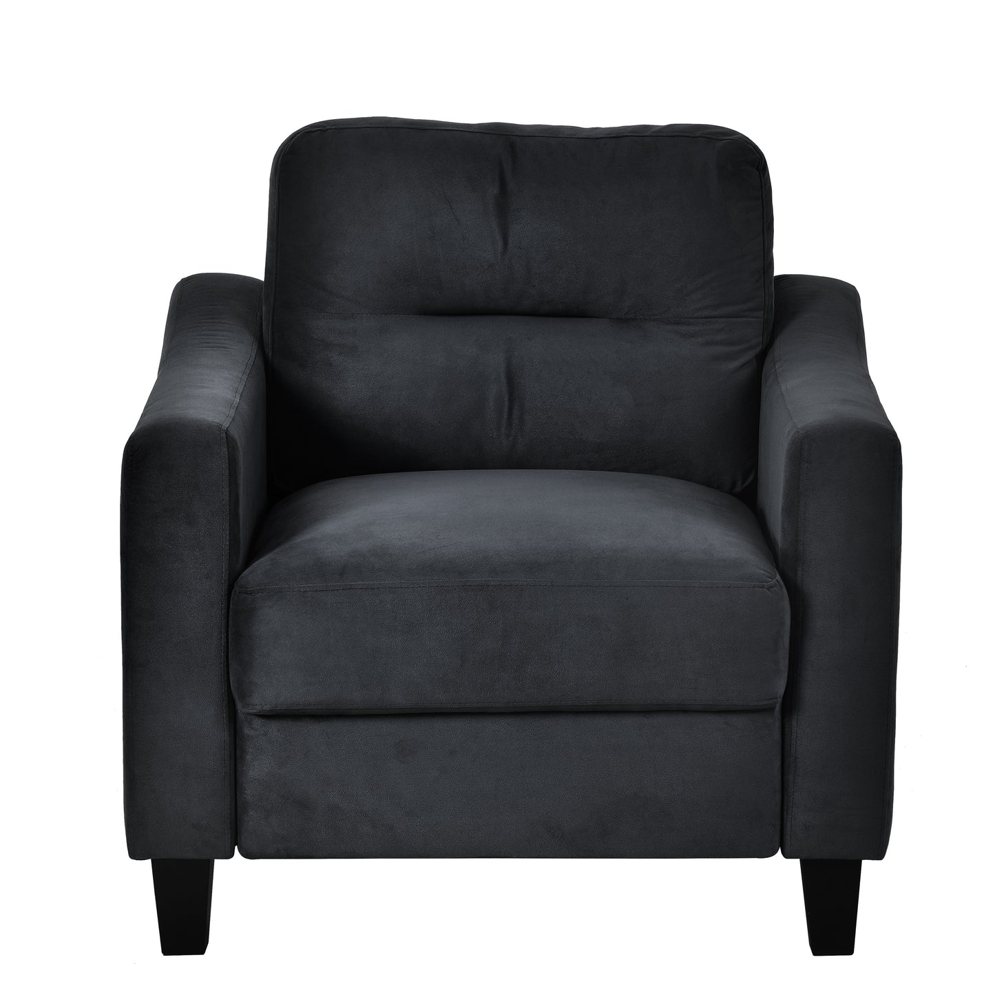 Plush charcoal velvet armchair with supportive cushioning perfect for a cozy reading nook