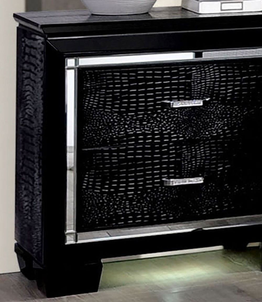 Black faux alligator skin dresser with chrome pulls