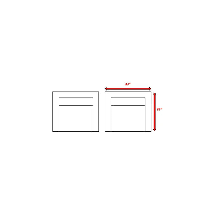 Line drawing of two modular seating units each  inches wide and deep