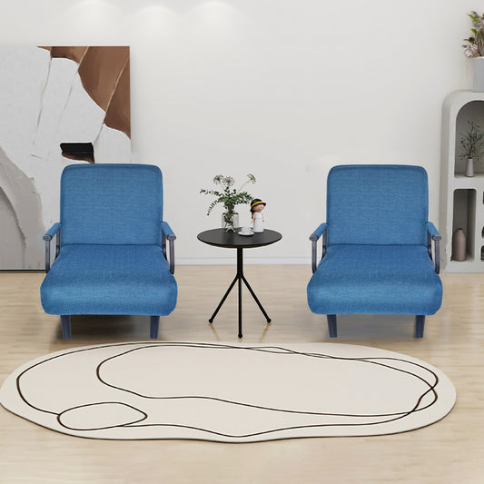 Comfortable blue accent chair with padded seat and arms for living room decor
