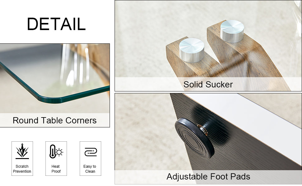 Round glass table corners with smooth edges for safety