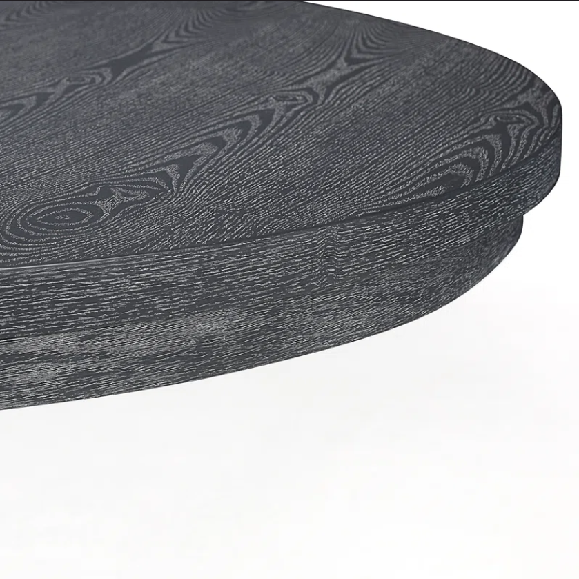 Dark oak round dining table top with visible wood grain
