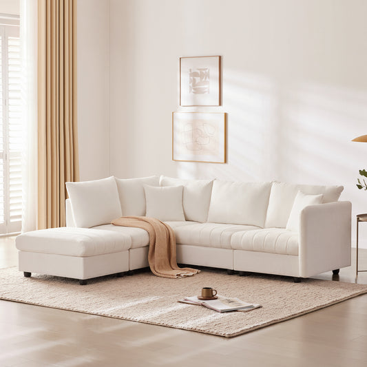 Plush white sectional sofa with chaise perfect for a modern living room