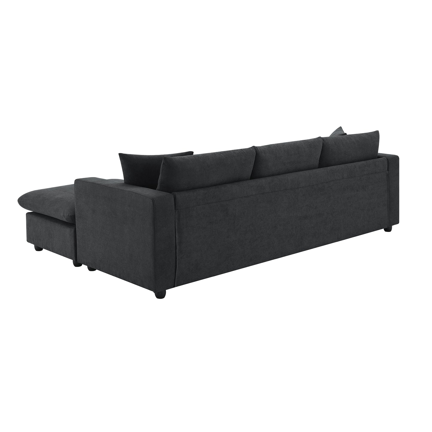 Dark grey fabric sectional sofa with chaise lounge modern living room furniture