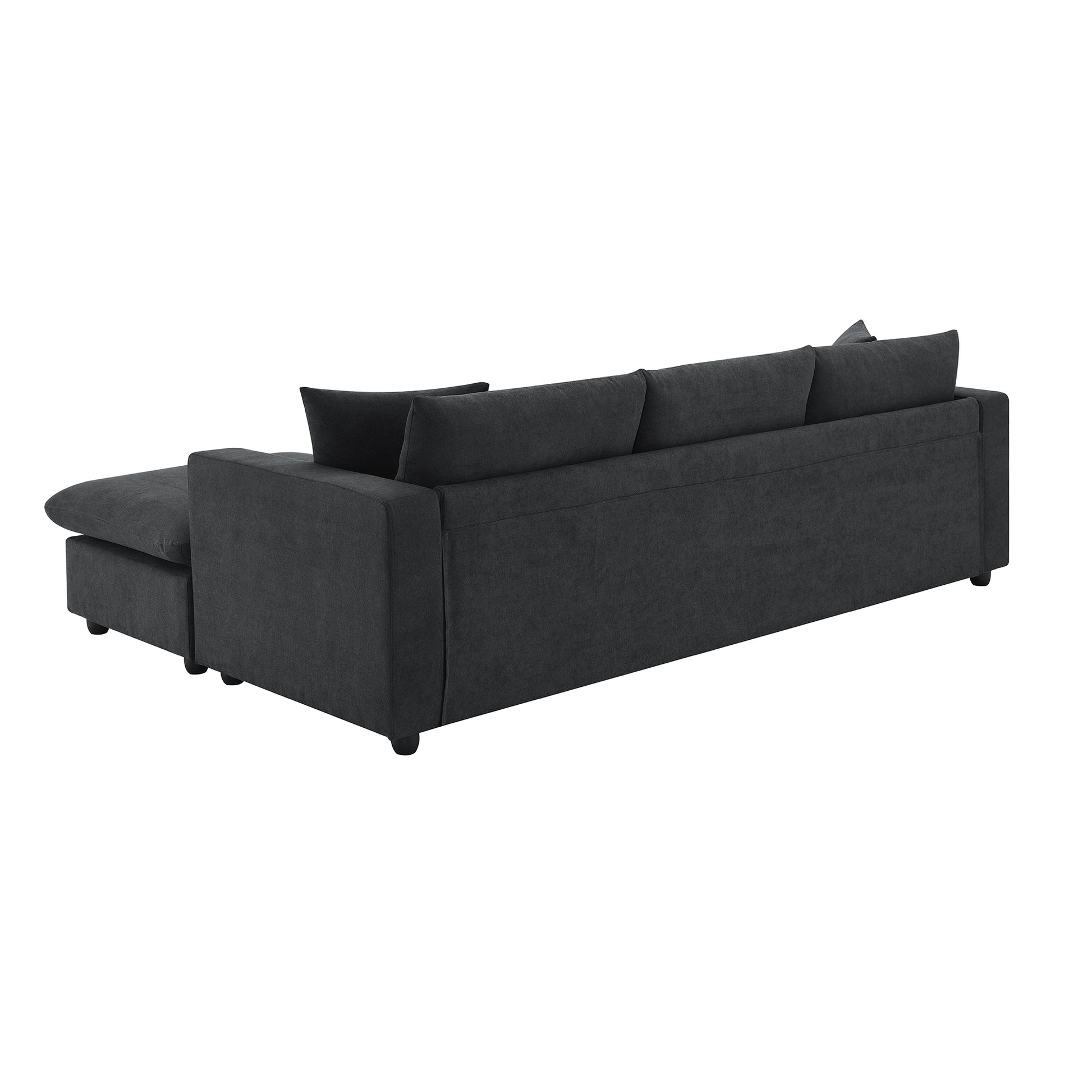 Dark grey fabric sectional sofa with chaise lounge modern living room furniture