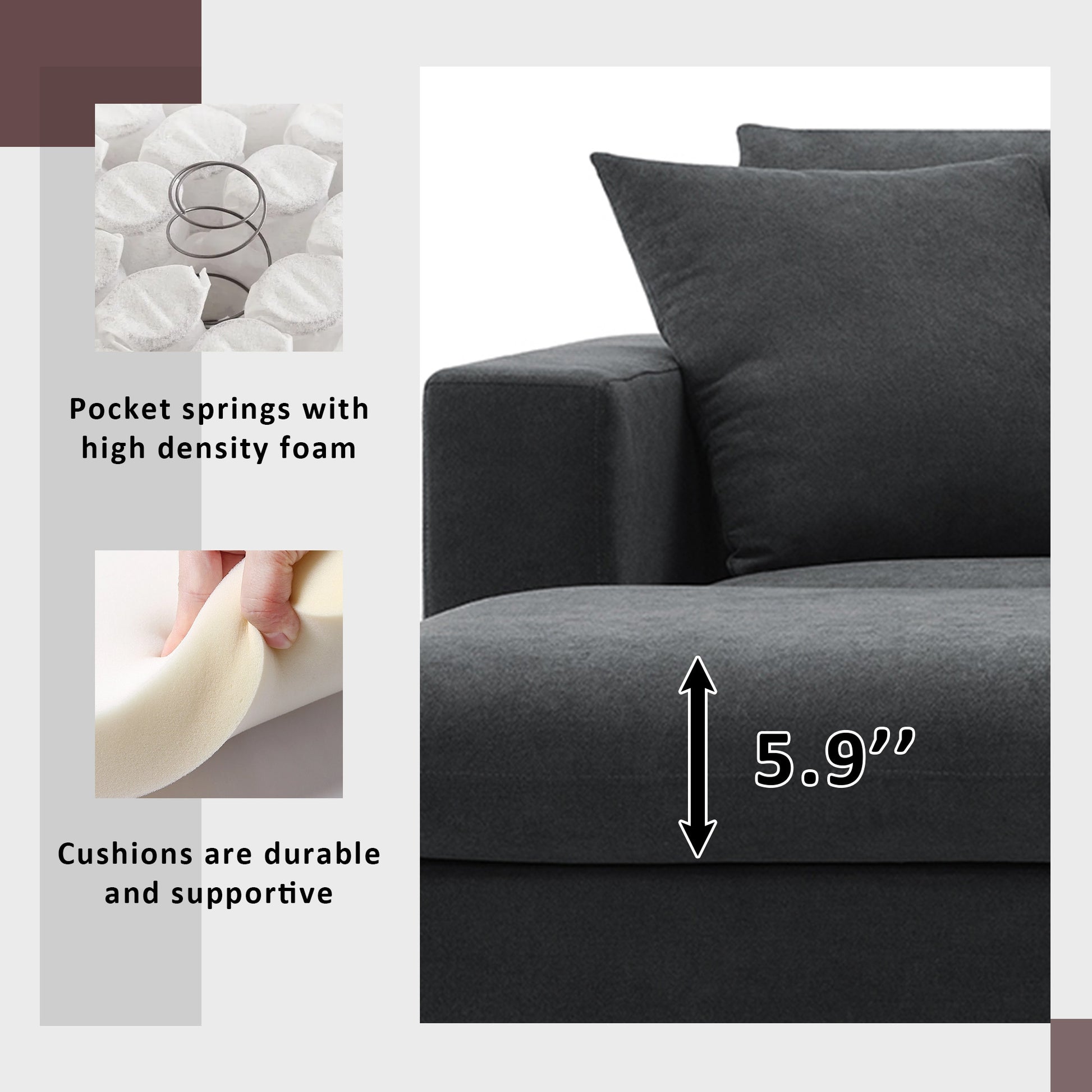 Closeup of pocket springs for durable sofa support