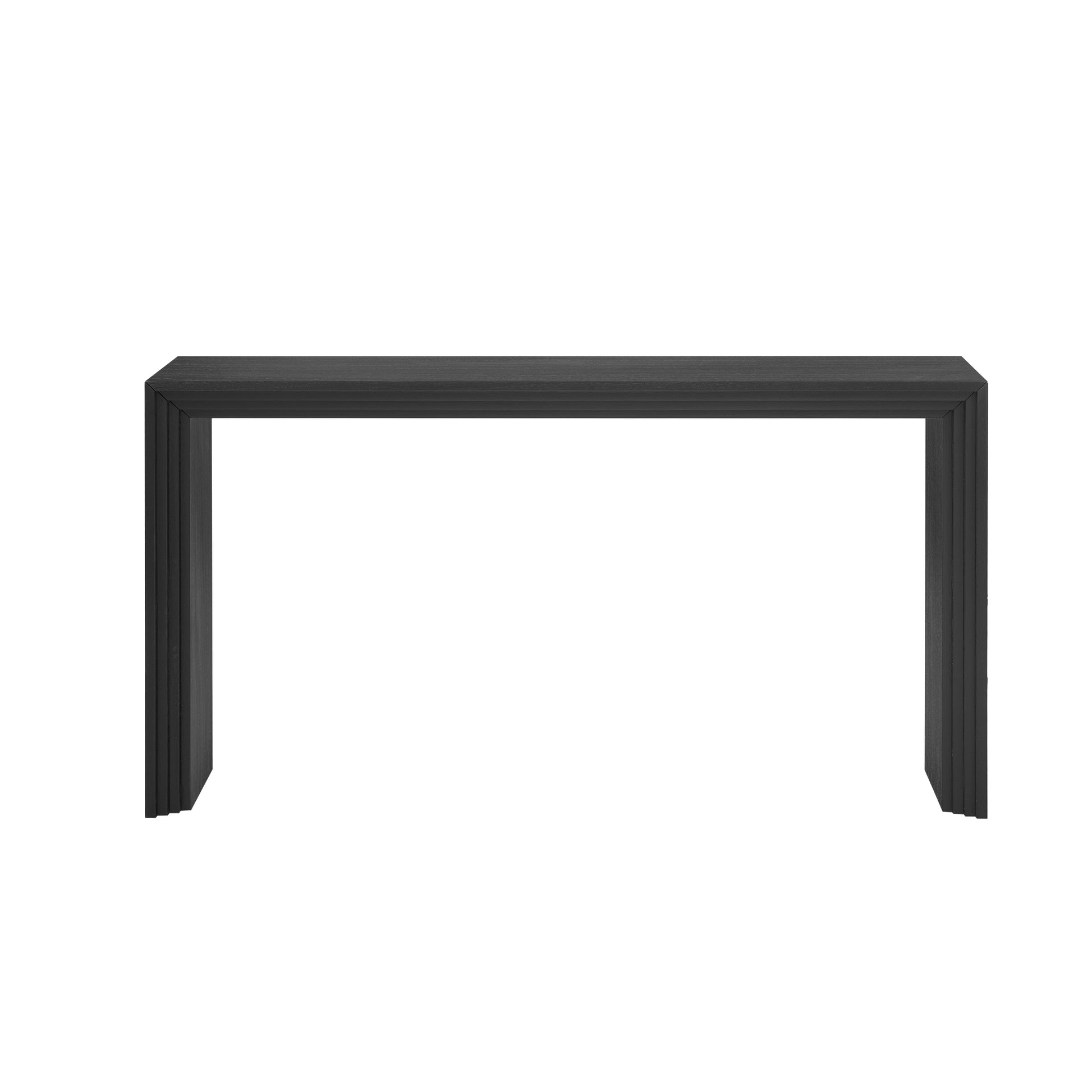 Black wood console table with grooved legs ideal for entryways
