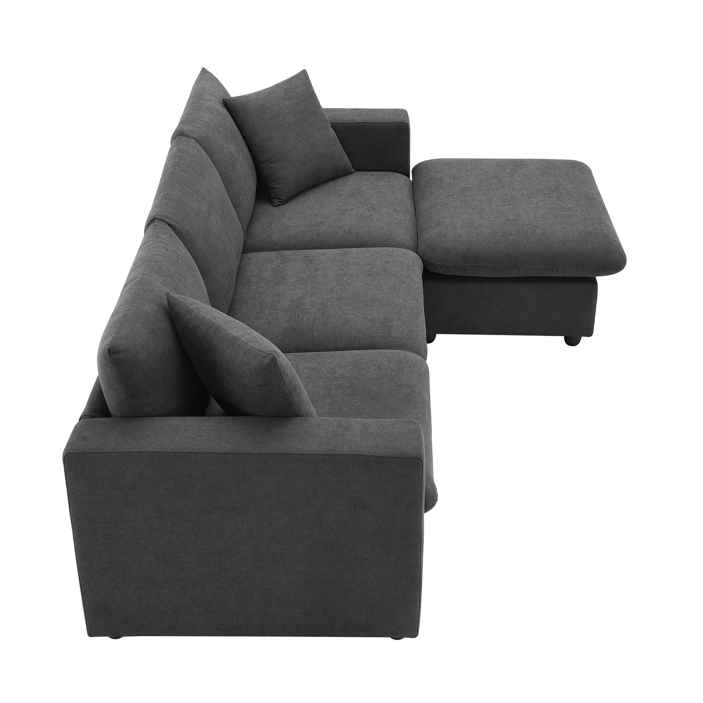 Dark gray fabric sectional sofa with chaise lounge modern living room furniture