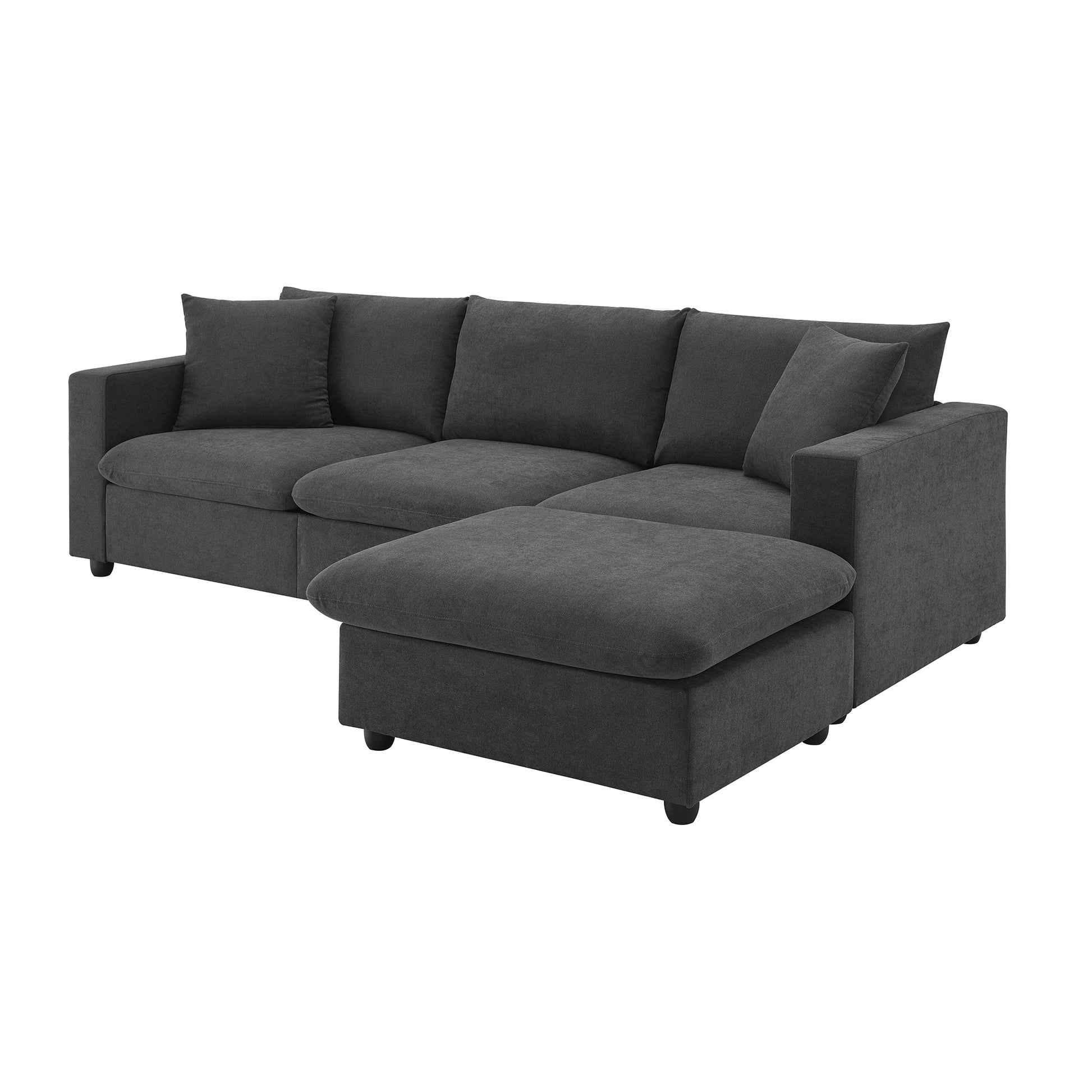 Charcoal grey fabric sectional sofa with chaise lounge modern design for living rooms